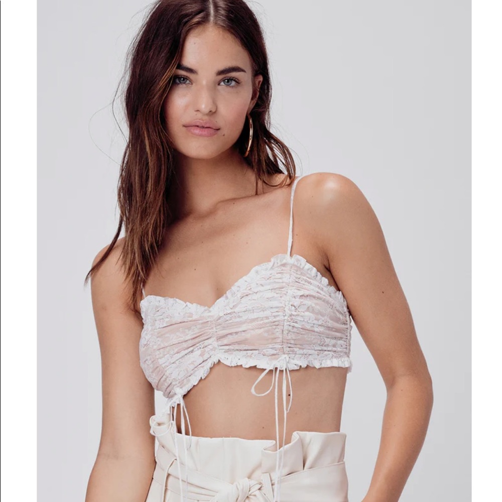 For love and lemons Verbena lace shirred top size xs